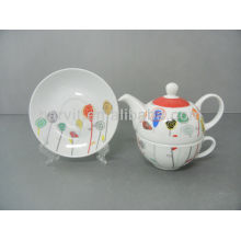 FDA LFGB Approved Fine Porcelain Children Dinner Set Lollipop Pattern 3pcs Cake Plate+Tea Set